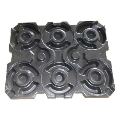 Black industrial thermoformed tray for component handling